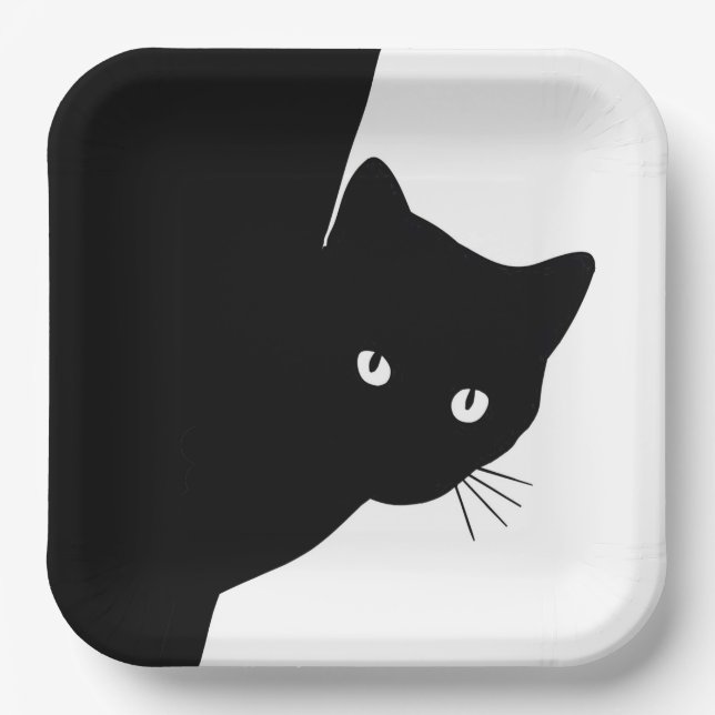 Sly Black Cat Paper Plate (Front)