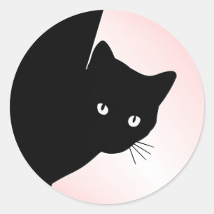 Sly Black Cat Pink Classic Round Sticker