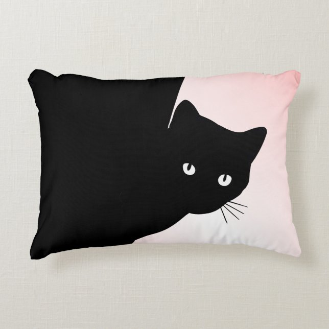 Sly Black Cat Pink Decorative Cushion (Front)