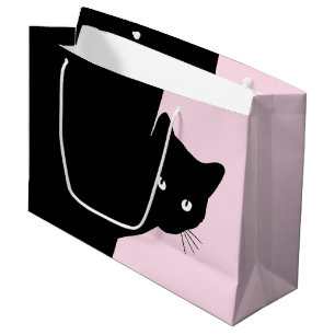 Sly Black Cat Pink   Large Gift Bag