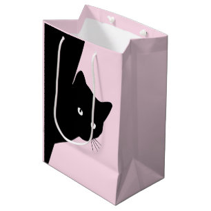 Sly Black Cat Pink   Medium Gift Bag
