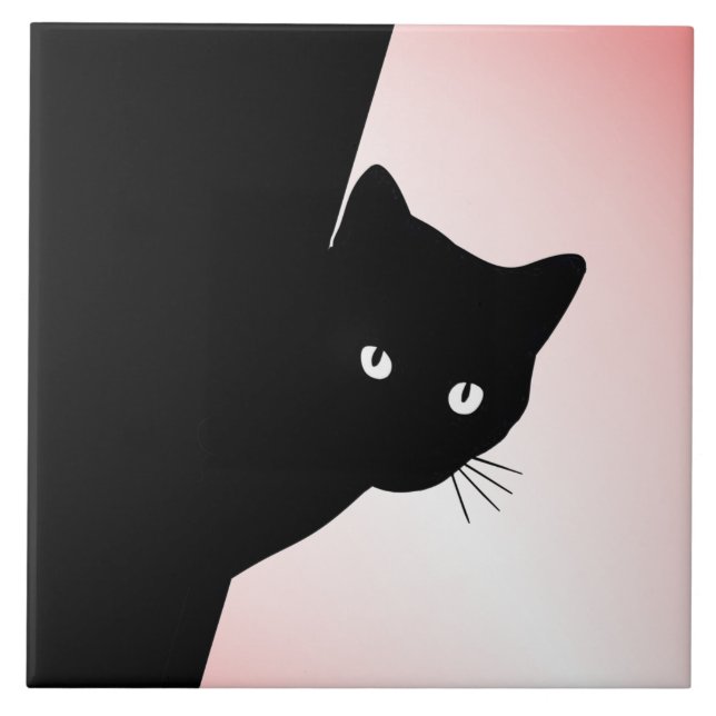Sly Black Cat Pink Tile (Front)