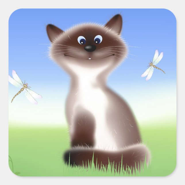 Sly Cat Square Sticker (Front)