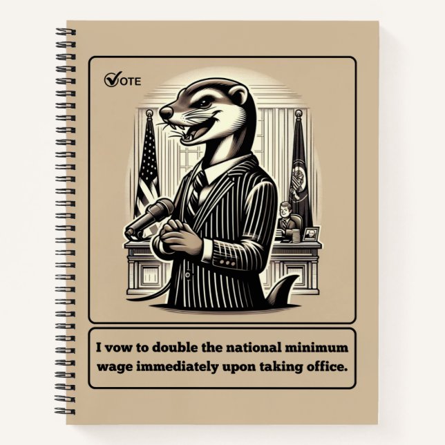 Sly Deals: The Crafty Weasel Politician  Notebook (Front)