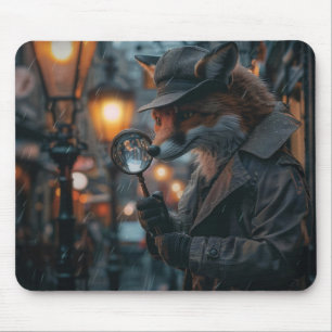 Sly fox detective in a noir setting mouse mat