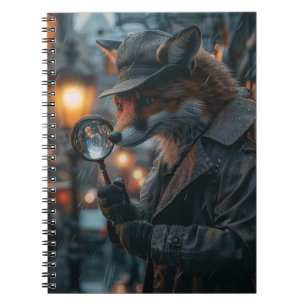 Sly fox detective in a noir setting notebook