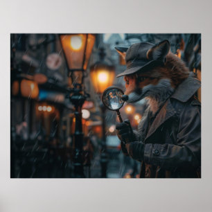 Sly fox detective in a noir setting poster