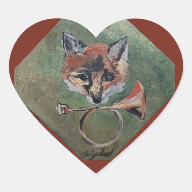 sly Mr. Fox Heart Sticker (Front)
