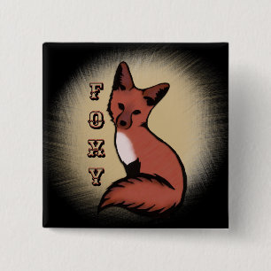 Sly Red Foxy Fox 15 Cm Square Badge