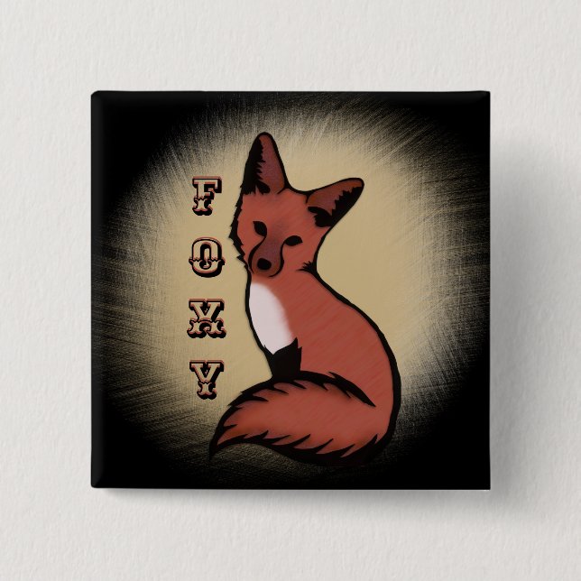 Sly Red Foxy Fox 15 Cm Square Badge (Front)