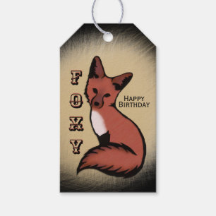 Sly Red Foxy Fox Birthday Gift Tags