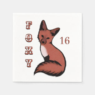 Sly Red Foxy Fox Birthday Napkin
