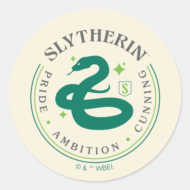 SLYTHERIN™ Green Snake House Pride Badge Classic Round Sticker (Front)