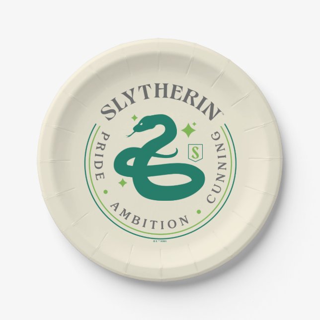SLYTHERIN™ Green Snake House Pride Badge Paper Plate (Front)