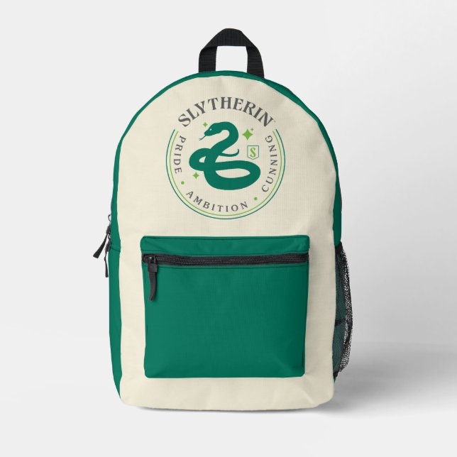 SLYTHERIN™ Green Snake House Pride Badge Printed Backpack (Front)