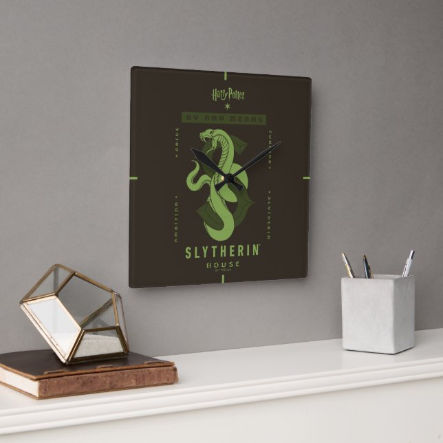 SLYTHERIN™ House By Any Means Square Wall Clock (Office)