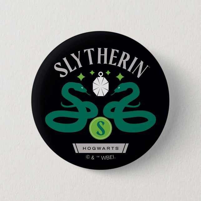 SLYTHERIN™ House Double Snake Locket Graphic 6 Cm Round Badge (Front)