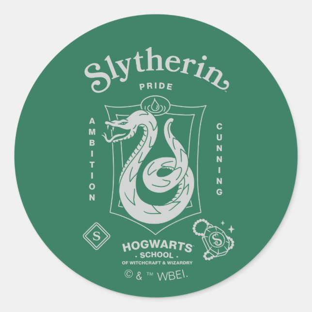 SLYTHERIN™ Pride Ambition Cunning Crest Classic Round Sticker (Front)