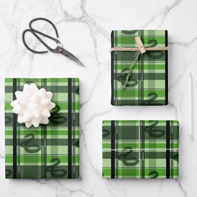 SLYTHERIN™ Tartan Plaid Pattern Wrapping Paper Sheet (Front)