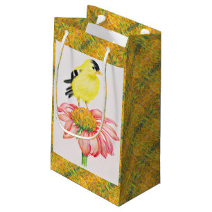 Sm Gift Bag Goldfinch on Coneflower