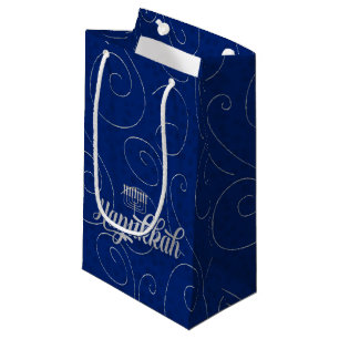 SM - Hanukkah Blue and Silver Swirls Small Gift Bag