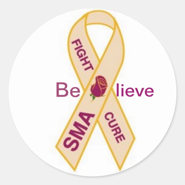 SMA AWARENESS RIBBON CLASSIC ROUND STICKER (Front)