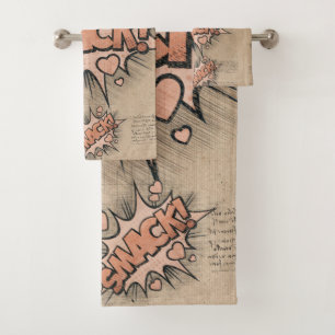 SMACK! Vintage Comic Book Steampunk Pop Art Bath Towel Set