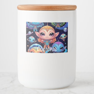 Smal Multicolored Aliens in Space  Food Label