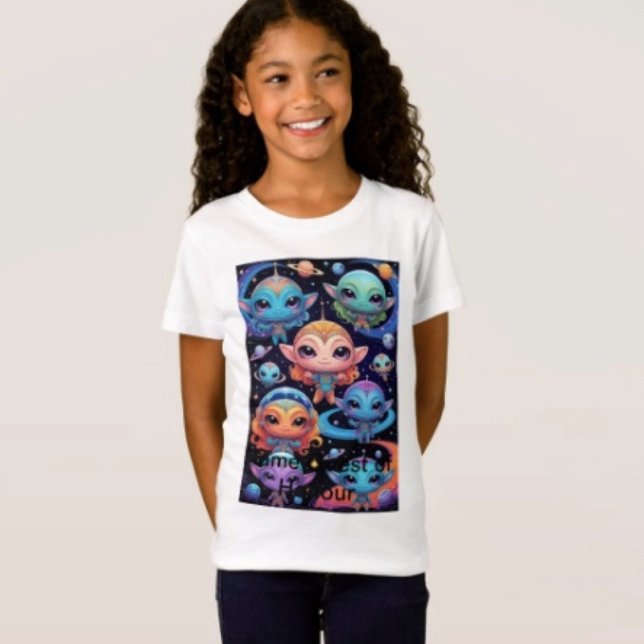 Smal Multicolored Aliens in Space  T-Shirt (Comfy tri-blend women’s tee feminine fit, scoop neck, short sleeves, relaxed fit.  
)