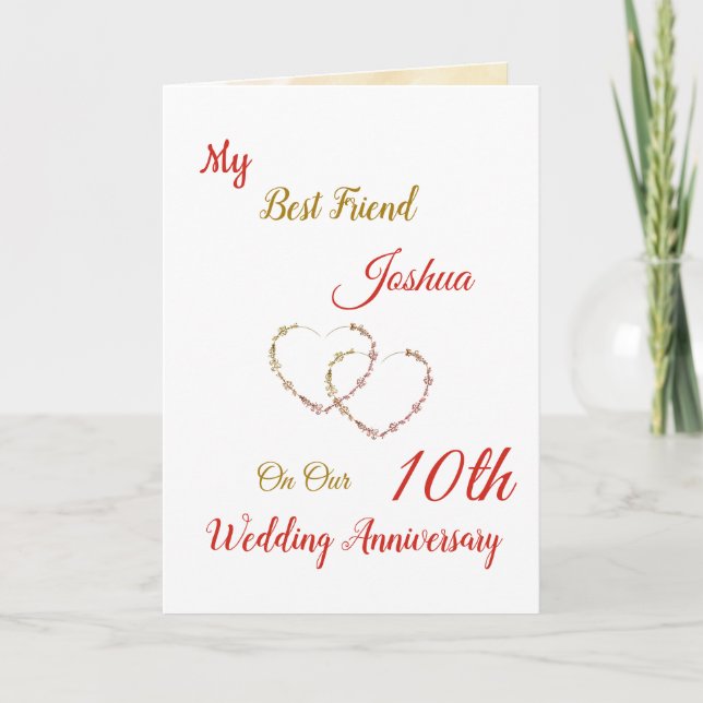 Small 10th Anniversary design greeting Card (Front)