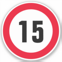 Small 15 mph speed limit vinyl sticker for scooter