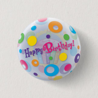 Small, 1¼ Inch Round Happy Birthday Button