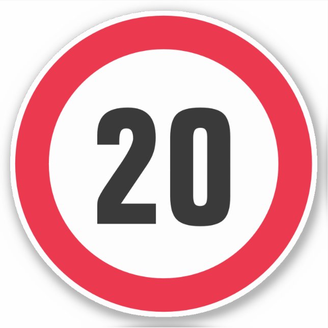 Small 20 mph speed limit vinyl stickers for eBike (Front)