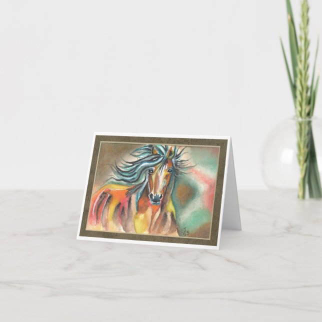 Small, 4" x 5.6" Folded Note Card horse  (Front)
