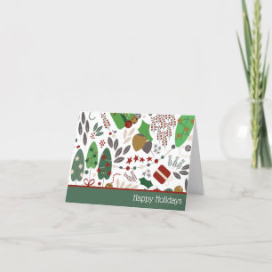 Small, 4" x 5.6" Folded Whimsical Holiday Card