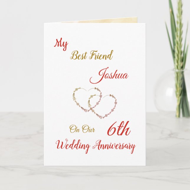 Small 6th Anniversary design greeting Card (Front)