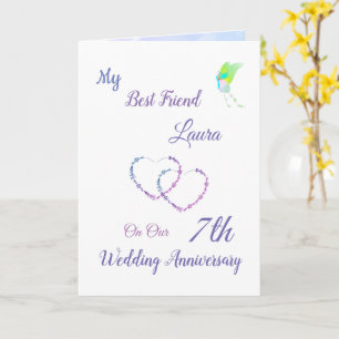 Small 7th Anniversary design greeting Card