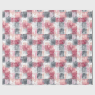 Small Abstract Gingham Pink and Grey Wrapping Paper