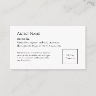 Small Add QR Code Art Show Display Placards Card