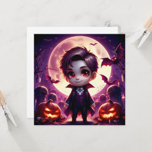 Small Adorable Vampire Under Full Moon Invitation