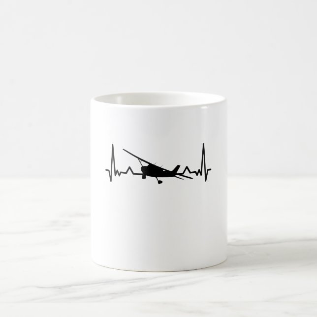 Small Airplane Heartbeat Aircraft Pilot Gifts Coffee Mug (Center)
