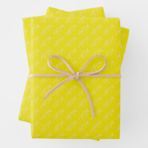 Small Amberjack in Pale Yellow on Bright Yellow Wrapping Paper Sheet