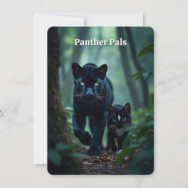 Small and Big Cat - Panther Pals - Flat Card (Front)