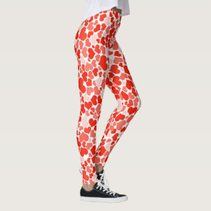 Small and Bright Multicolored Hearts on White Leggings