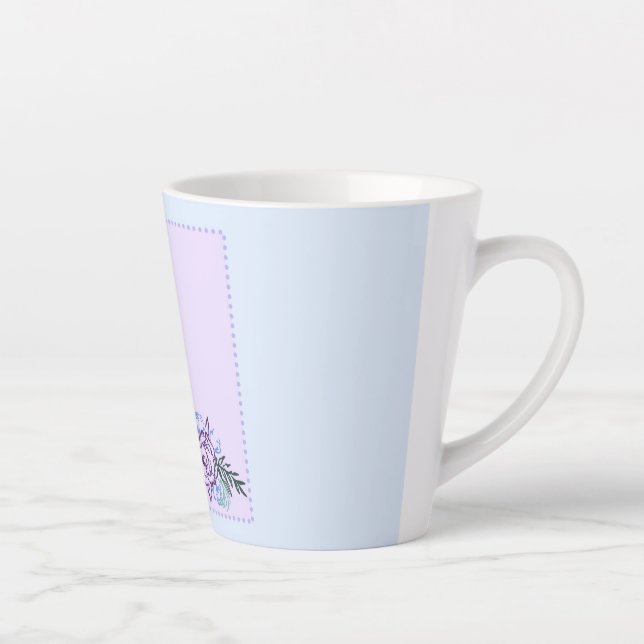 Small Aqua Rose Latte Mug (Right)
