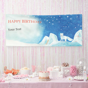 Small Arctic Fox Illustration Personalised Banner