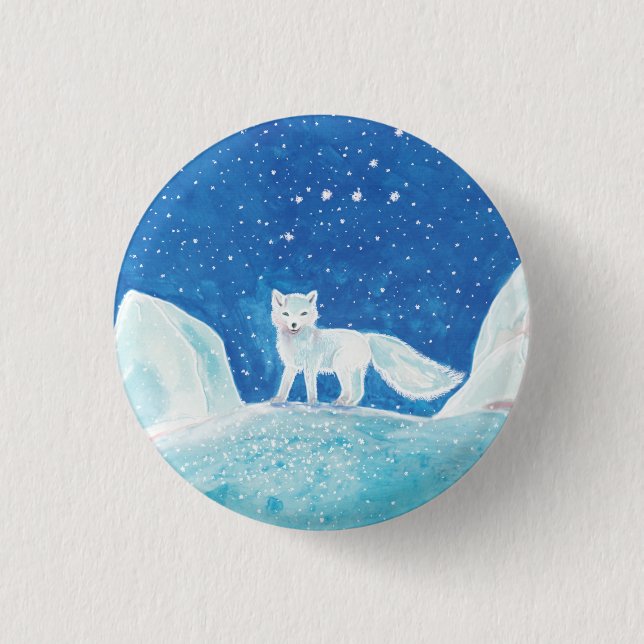 Small Arctic Fox (Vulpes lagopus) Illustration   3 Cm Round Badge (Front)