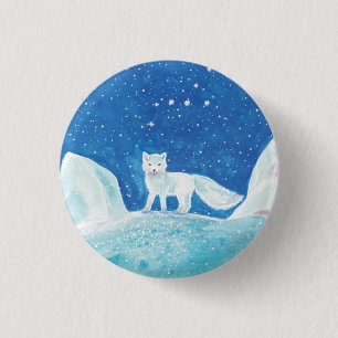 Small Arctic Fox (Vulpes lagopus) Illustration 3 Cm Round Badge