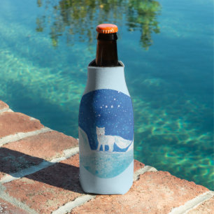 Small Arctic Fox (Vulpes lagopus) Illustration Bottle Cooler