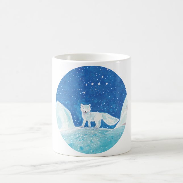 Small Arctic Fox (Vulpes lagopus) Illustration    Coffee Mug (Center)